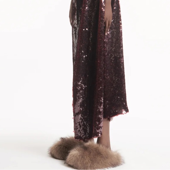 AWAKE ASYMMETRIC DRAPED DRESS BURGUNDY 40FR 6-8US - Picture 5 of 9